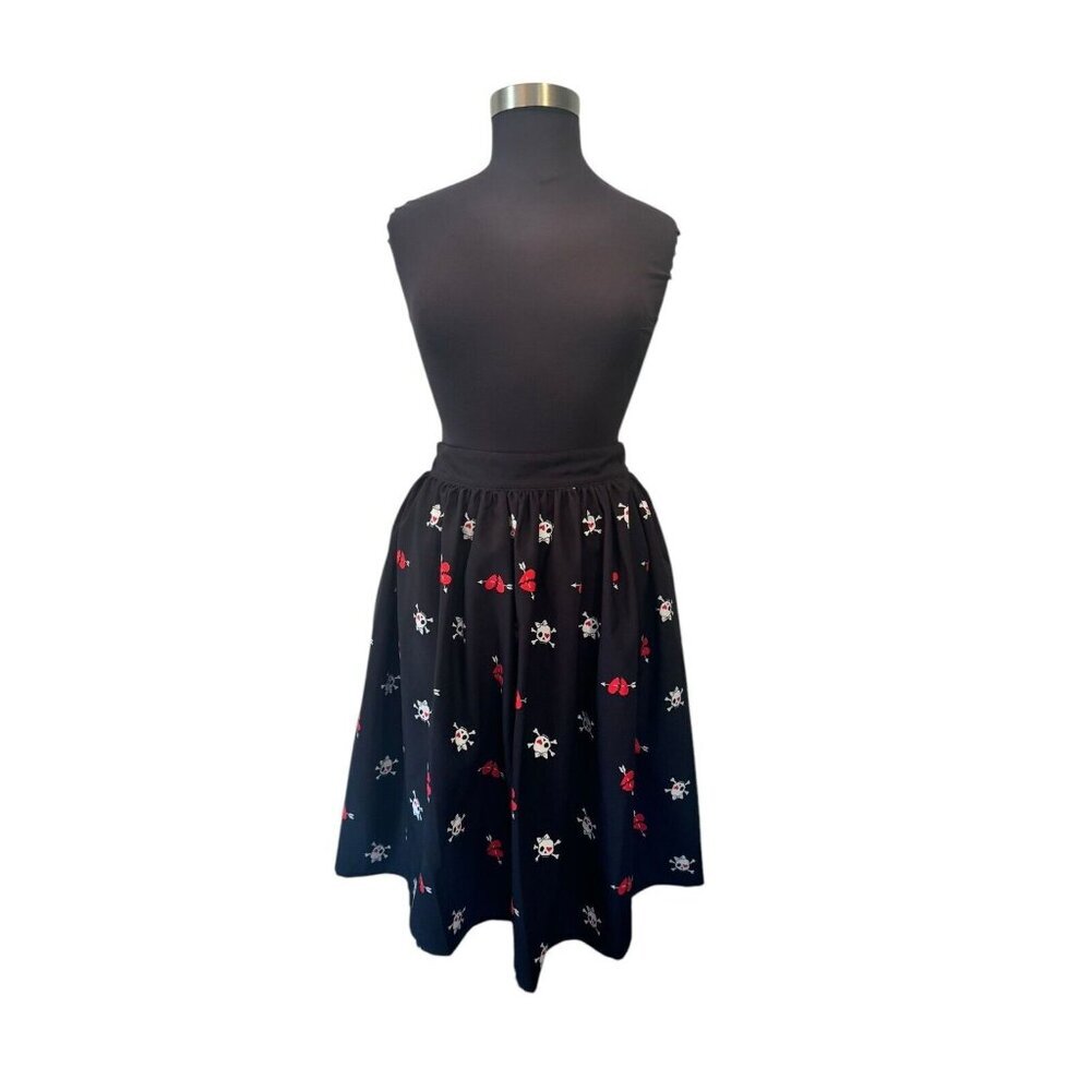 Unique Vintage Women's Plus Size 26 5X NWT‎ Skulls & Hearts Black Skirt